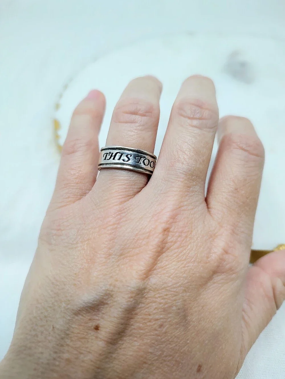 Size 8 Silver Ring With Inspirational Inscription 